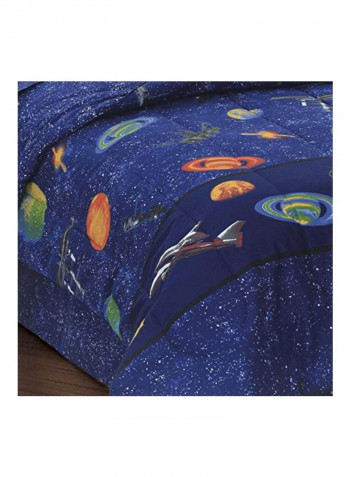 8-Piece Space Satellites Printed Comforter Set Polyester Blue/Red/Yellow Full
