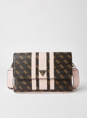 Ambrose Flap Shoulder Bag Brown Blush Logo