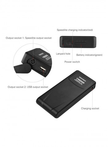 Professional Speedlite Power Bank For Camera 17.4x7.5x2.5cm Black