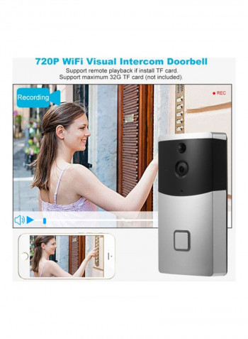 Visual Intercom Door Phone Wireless Video Doorbell Silver/Black