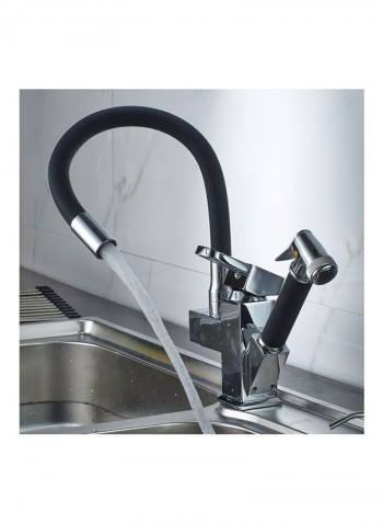 Double Pull-Out Hot and Cold Water Adjustable Basin Faucet Black