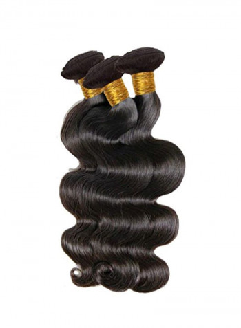 3-Piece Wavy Hair Extension Black 18inch
