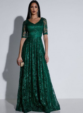 Sequin Maxi Dress Green