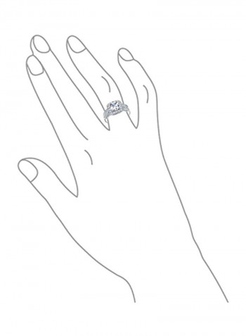 2-Piece 925 Sterling Silver Cubic Zirconia Studded Ring Set