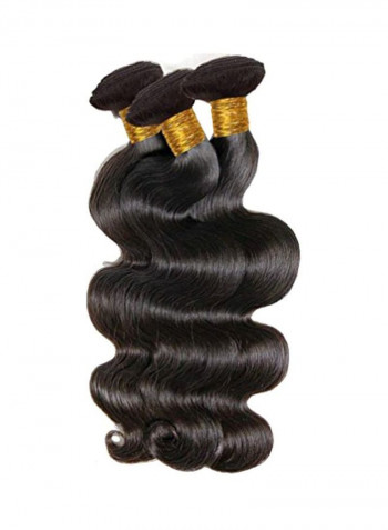 3-Piece Wavy Hair Extension Black 16inch