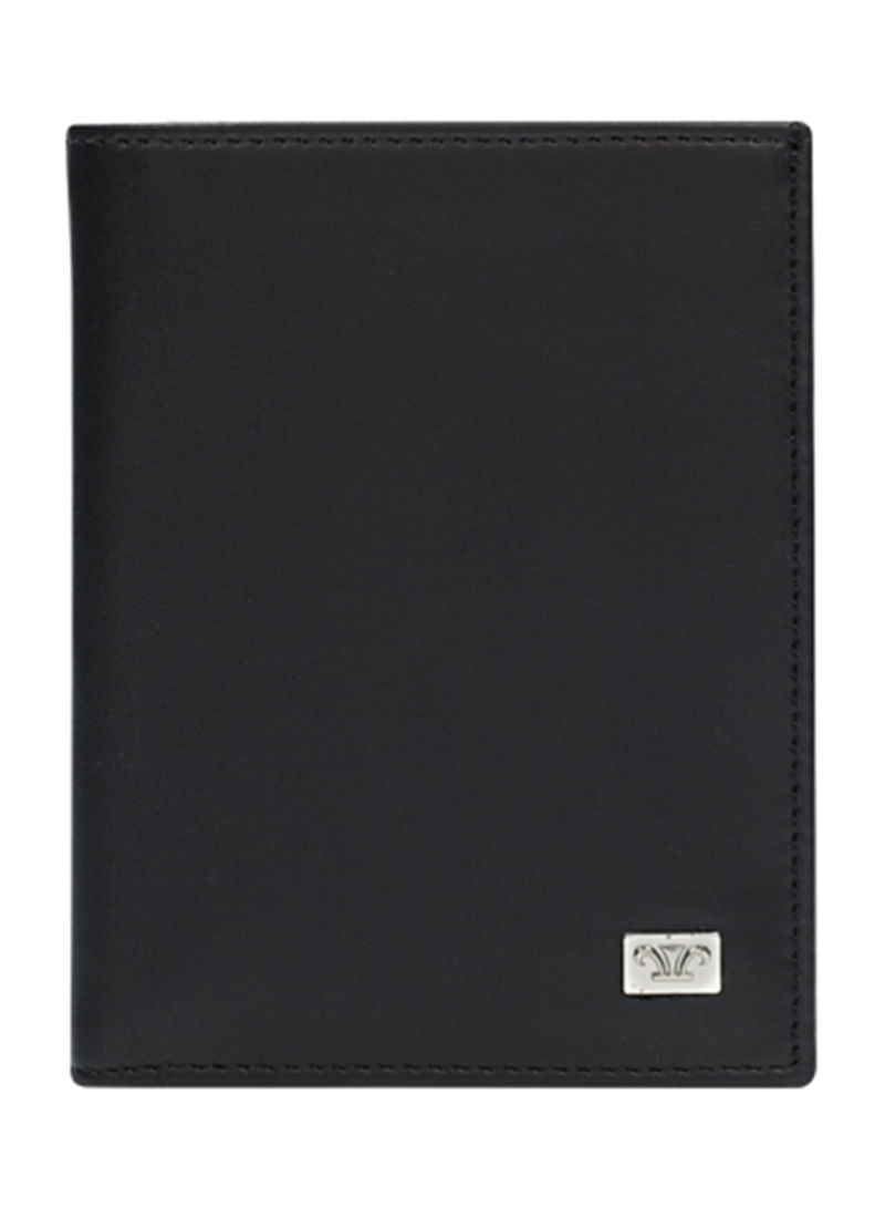 August Vertical Leather Wallet Black