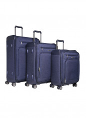 3-Piece Peridot Softside Luggage Trolley Set Blue