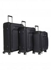 Peridot Softside 3 Piece Luggage Trolley Set Black