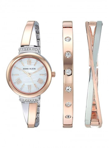 Women's Water Resistant Analog Watch AK/2245RTST With Bangle And Bracelet