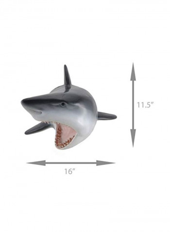 Predator Shark Head Wall Mount Statue Grey/White 16x11.5x10inch