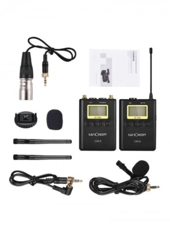 Professional Wireless Lavalier Lapel Microphone Mic System (1 Transmitter + 1 Receiver) CM-9 Black