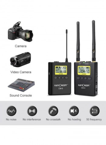 Professional Wireless Lavalier Lapel Microphone Mic System (1 Transmitter + 1 Receiver) CM-9 Black