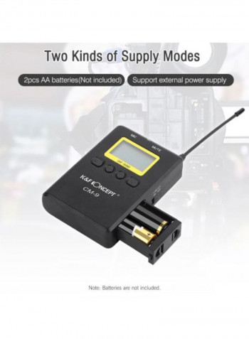 Professional Wireless Lavalier Lapel Microphone Mic System (1 Transmitter + 1 Receiver) CM-9 Black