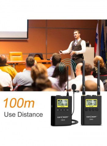 Professional Wireless Lavalier Lapel Microphone Mic System (1 Transmitter + 1 Receiver) CM-9 Black