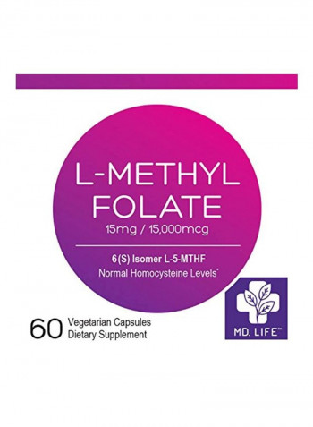 L Methyle Folate Dietary Supplement 15 mg - 60 Vegetarian Tablets