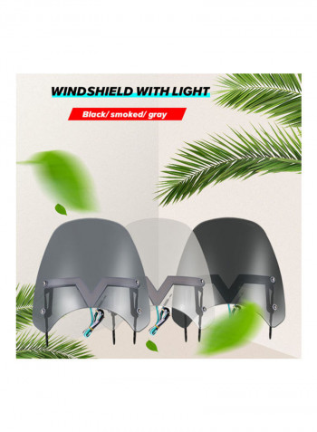 Universal Motorcycle Windshield Windscreen With DRL Turn Signal Light Wind Deflector