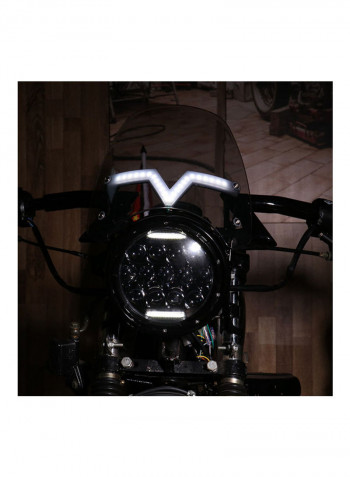 Universal Motorcycle Windshield Windscreen With DRL Turn Signal Light Wind Deflector