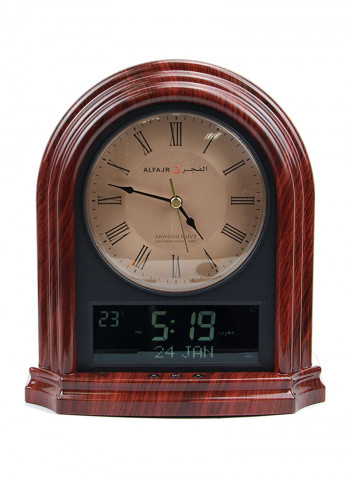 Acrylic Analog/Digital Clock Brown 11 x 9 x 3.5inch