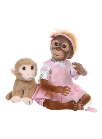 Reborn Lifelike Baby Monkey Doll with Dress 43x15x24cm