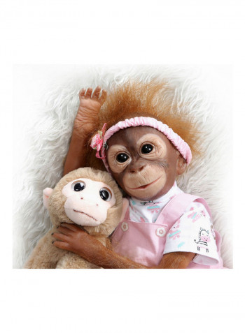Reborn Lifelike Baby Monkey Doll with Dress 43x15x24cm
