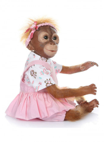 Reborn Lifelike Baby Monkey Doll with Dress 43x15x24cm