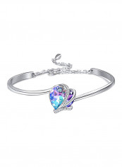 Crystal Swarovski Heart 925 Sterling Silver Bracelet