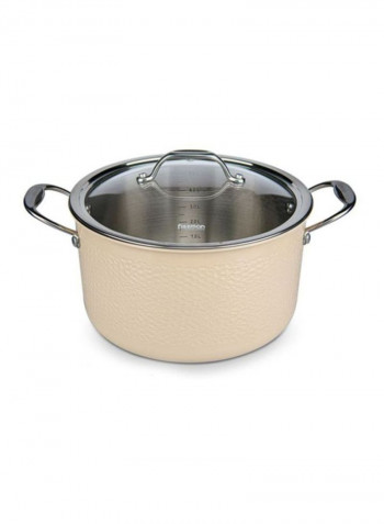 Brigitte Stainless Steel Saucepan With Lid Beige/Silver/Clear 5L
