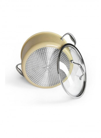 Brigitte Stainless Steel Saucepan With Lid Beige/Silver/Clear 5L