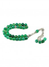 Green Agate Prayer Beads  With Sterling Silver Components
