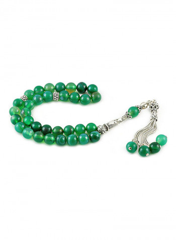 Green Agate Prayer Beads  With Sterling Silver Components