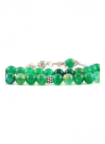 Green Agate Prayer Beads  With Sterling Silver Components