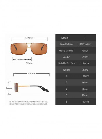 Men's Polarized Rectangular Sunglasses - Lens Size: 65 mm