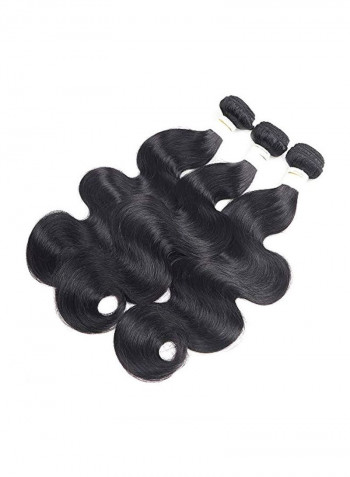3-Piece Human Hair Wig Black