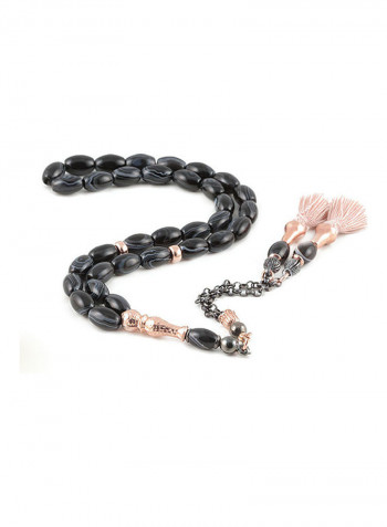 Onyx Prayer Beads With Sterling Silver Components