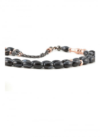 Onyx Prayer Beads With Sterling Silver Components