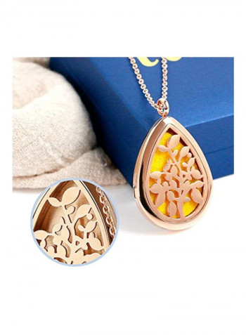 Stainless Steel Teardrop Aromatherapy Pendant Necklace With Refill Pad