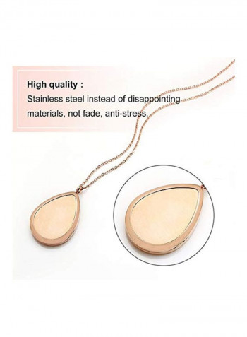 Stainless Steel Teardrop Aromatherapy Pendant Necklace With Refill Pad
