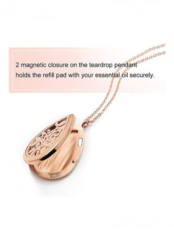 Stainless Steel Teardrop Aromatherapy Pendant Necklace With Refill Pad