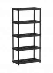 5-Tier Shelving Storage Resin Rack Black 90x45x141.5cm reviews 5-Tier Shelving Storage Resin Rack Black 90x45x141.5cm