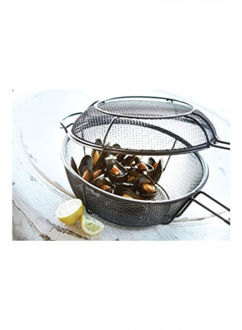 Grill Basket And Skillet Black 23.5x12x5.5inch