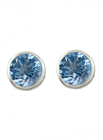 925 Sterling Silver Topaz  Stud Earrings