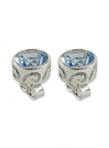 925 Sterling Silver Topaz  Stud Earrings