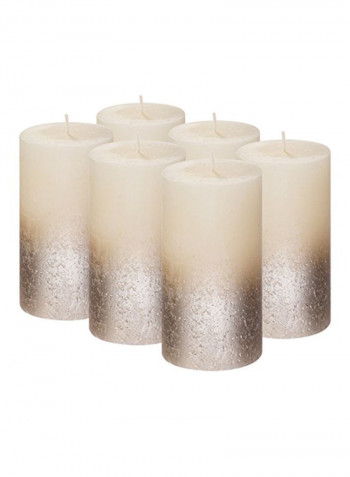 6-Piece Unscented Pillar Candle White