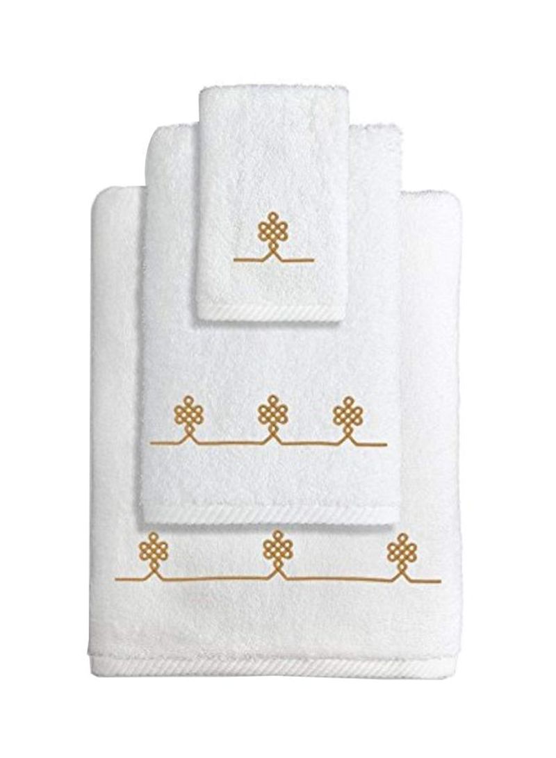 3-Piece Towel Set White/Gold