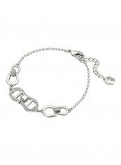 Women's Rhodium Bracelet with Multiple Horseshoes Motifs and Crystals