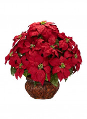 Artificial Poinsettia Flower With Pot Red/Green/Brown 22inch reviews Artificial Poinsettia Flower With Pot Red/Green/Brown 22inch