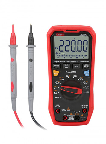 Digital Intelligent Portable Multimeter Testing Tool Red/Black 25x7x17cm