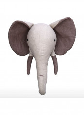 Elephant Head Wall Hanging Ornament White/Grey
