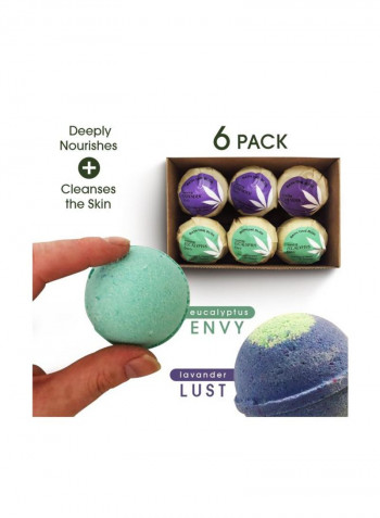 6-Piece Eucalyptus Envy Lavender Last Bath Bombs Set 6ounce