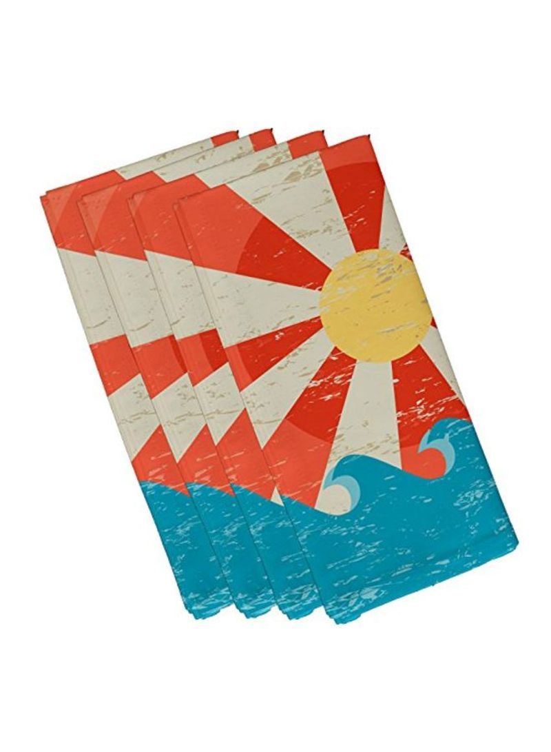 4-Piece Sunbeams Geometric Print Napkin Set Beige/Red/Blue 19x19inch
